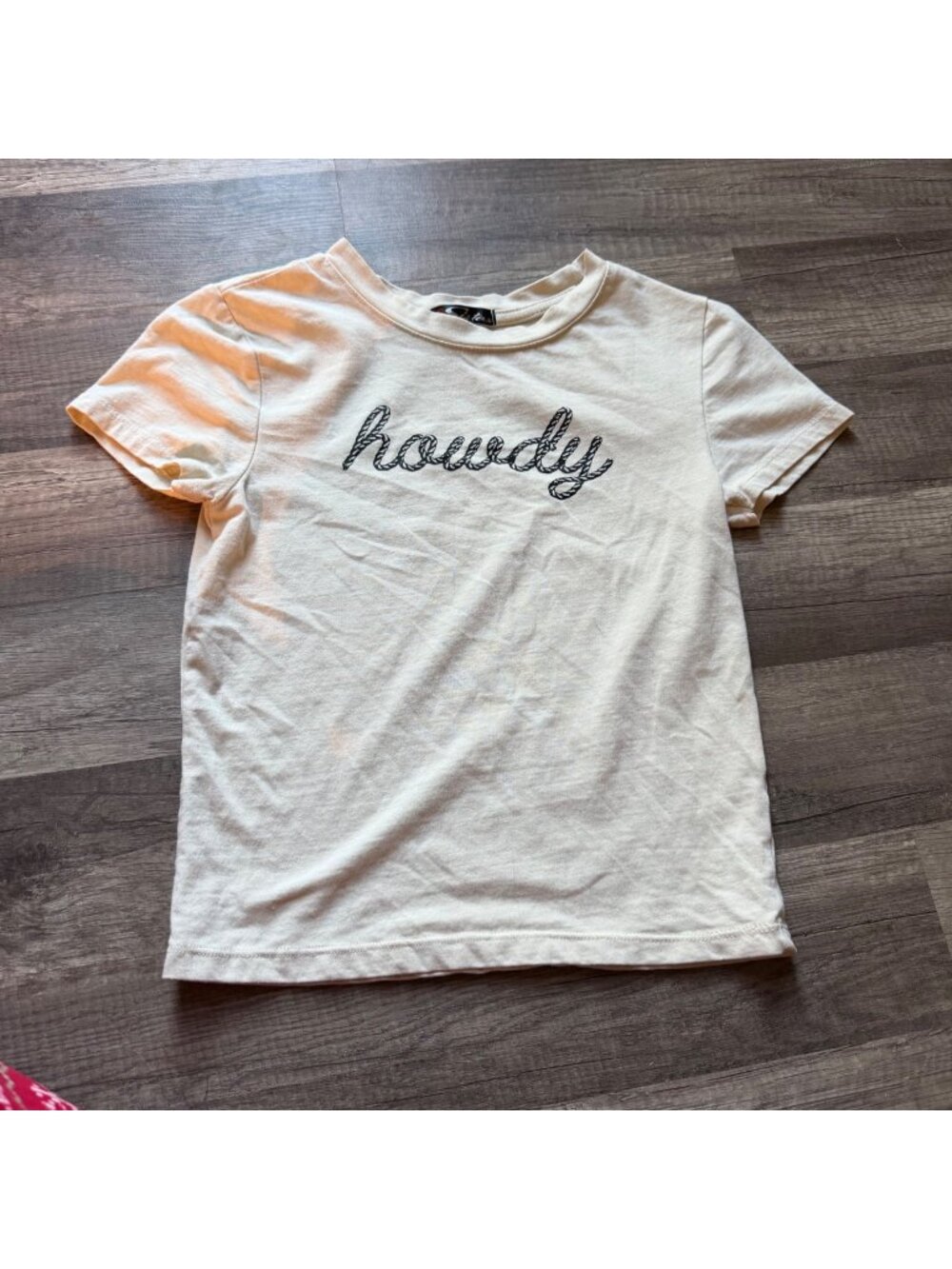 Howdy Rope Embroidered Womens White T-Shirt By Sisters Size S Casual Tee